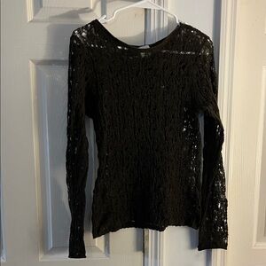 Wild Fable Brown Crochet Long Sleeve Stretch Top